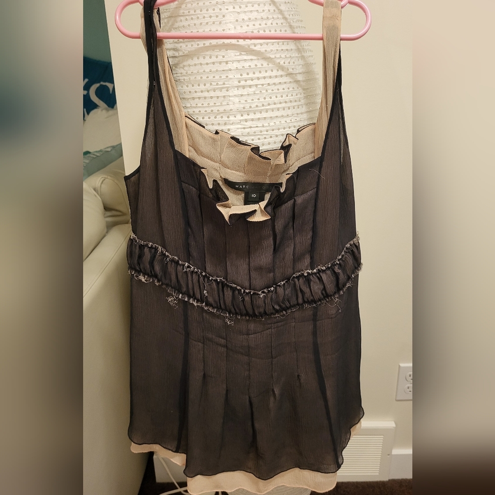 Black and Light Pink Sleeveless Top